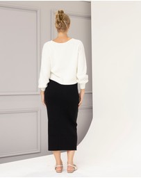Angel Maternity - Sylvie Luxury Maternity Knitted Cropped Nursing Top- Off White
