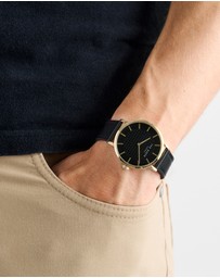 Ted Baker - Staciie Gents Gold-Tone Black Leather Watch
