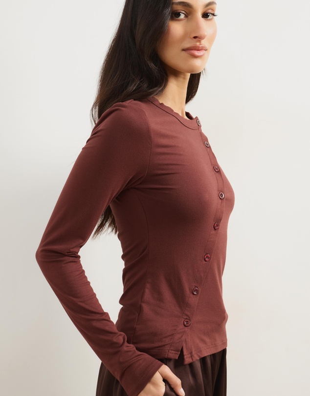 Atmos&Here - Tilly Asymmetrical Button Through Jersey Top