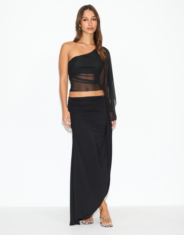 Dazie - Hannah Draped Jersey Maxi Skirt