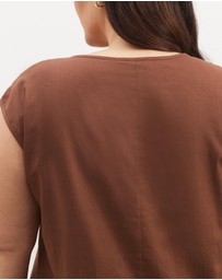 Atmos&Here Curvy - Tia Tie Front Linen Blend Mini Dress