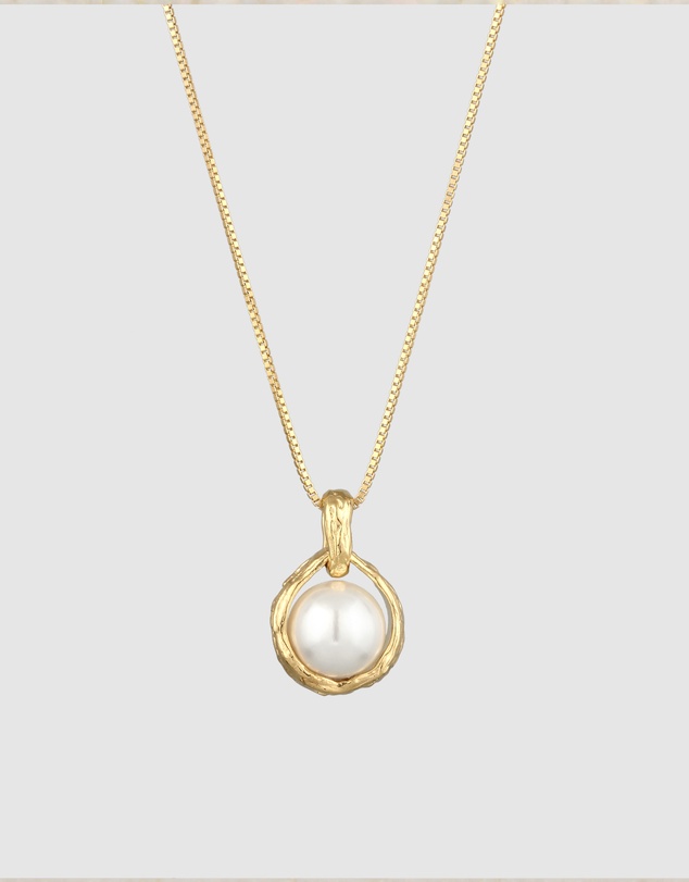 Elli Jewelry - Round Charm Pendant Necklace in Gold-Plated 925 Silver