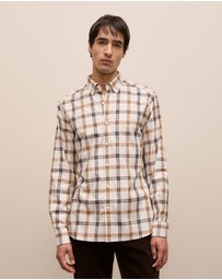 Trenery - Two Tone Check Shirt in Dark Camel