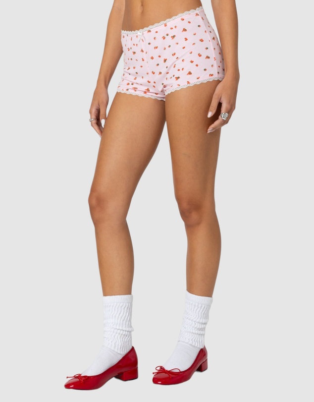 EDIKTED - Strawberry Girl Printed Micro Shorts