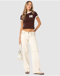 EDIKTED - Contrast Stitch Low Rise Jeans