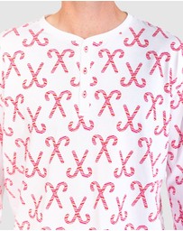 Sant And Abel - Men's Candy Cane Henley Top