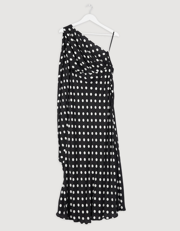 Revibe - Repaired BY JOHNNY. Dove Drape Polka Ankle Dress - AU 8