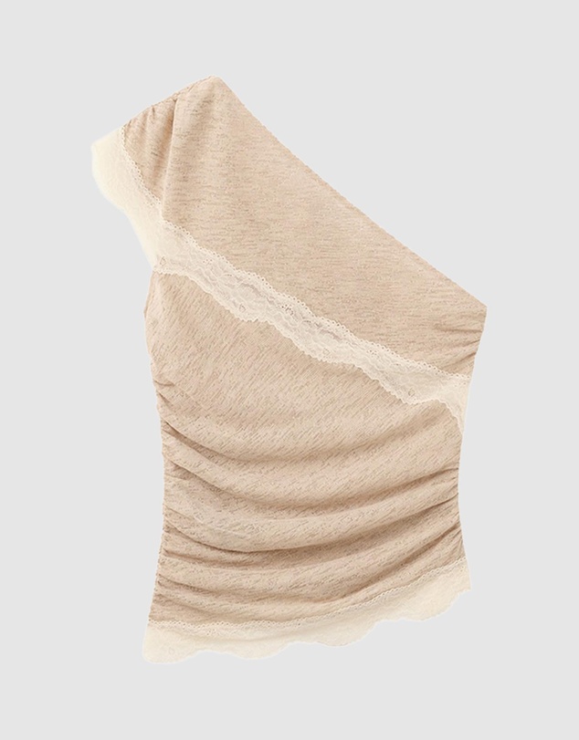 M.N.G - Lace Top with Asymmetrical Neckline