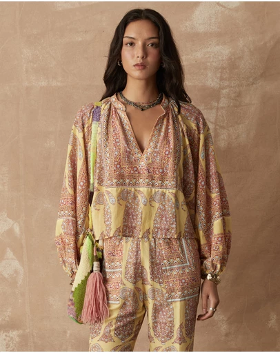 BOTEH - Calico Framed Smock Blouse