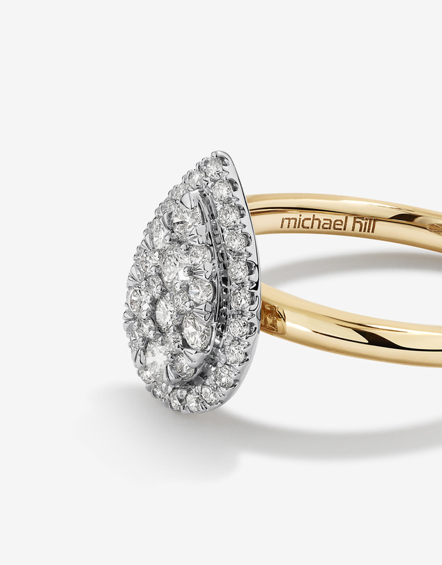 Michael Hill - 0.50 Carat TW Pear Shaped Diamond Cluster Ring in 14kt Yellow & White Gold