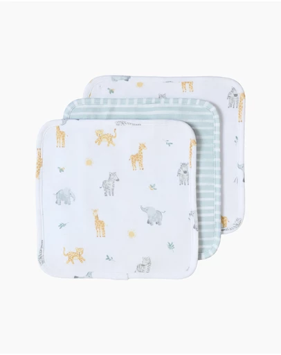 Living Textiles - 3 Pack Organic Wash Cloths - Roam & Roar