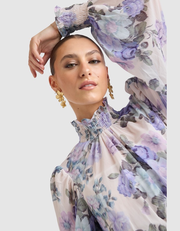 Honey and Beau - Fluerina High Neck Midi Dress
