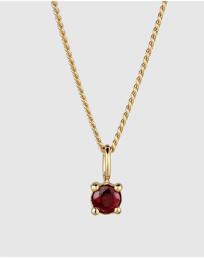 Elli Jewelry - Garnet Choker Necklace in Gold-Plated 925 Silver