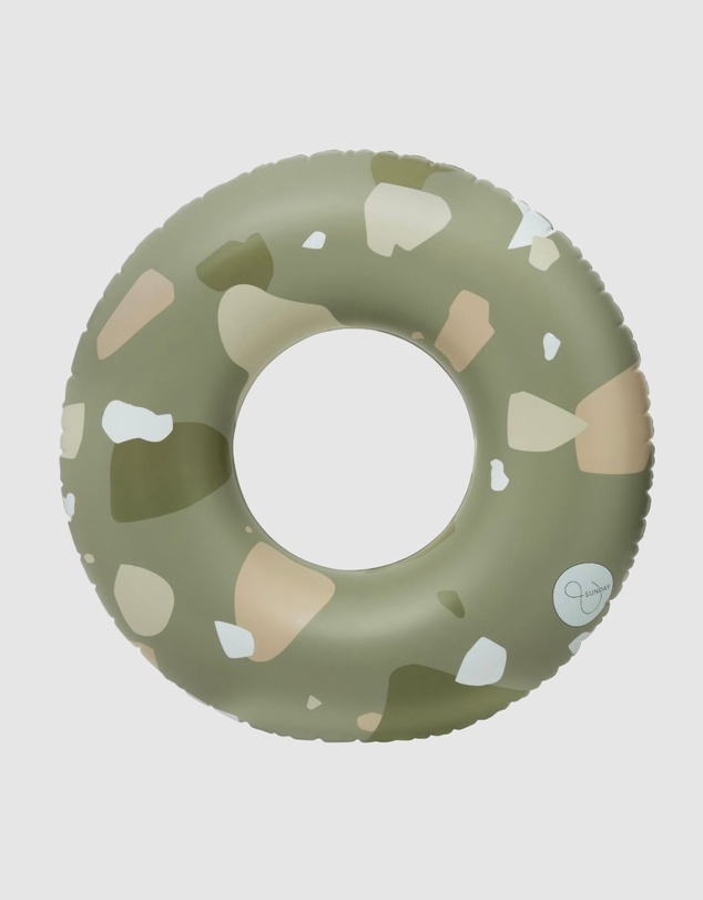 &Sunday - Terrazzo Oversized Inflatable Pool Tube Float- Olive