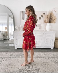 Esther & Co - Neary Dress - Red Watercolour
