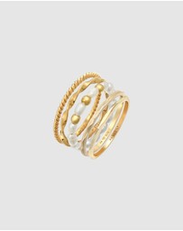 Elli Jewelry - Ring Set Pearls Beadalon 925 Sterling Silver Gold Plated