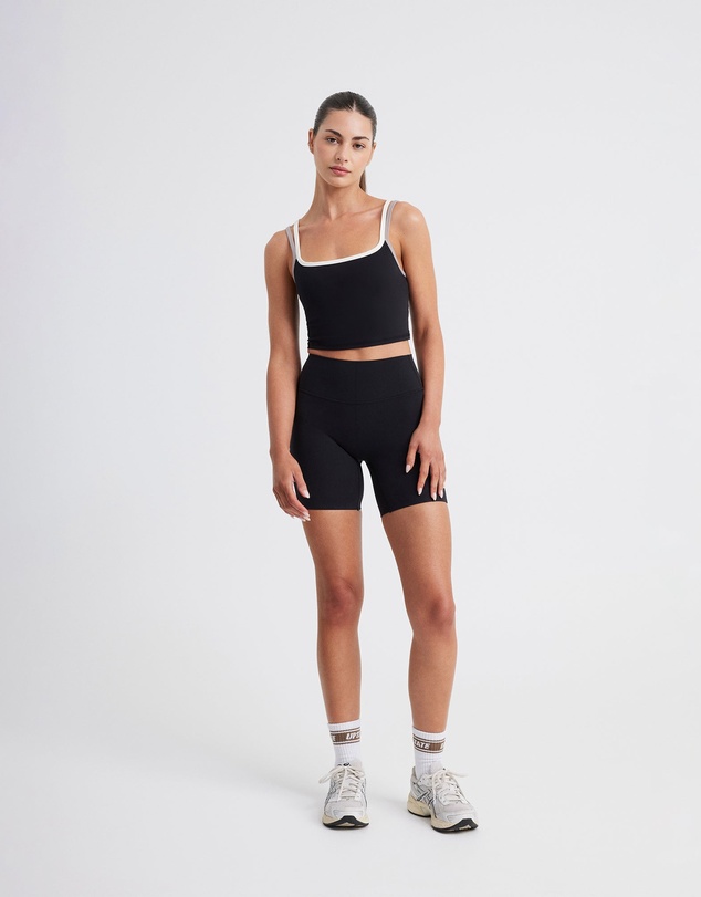 Upstate - Air Sculpt Strappy Layered Tank - Black
