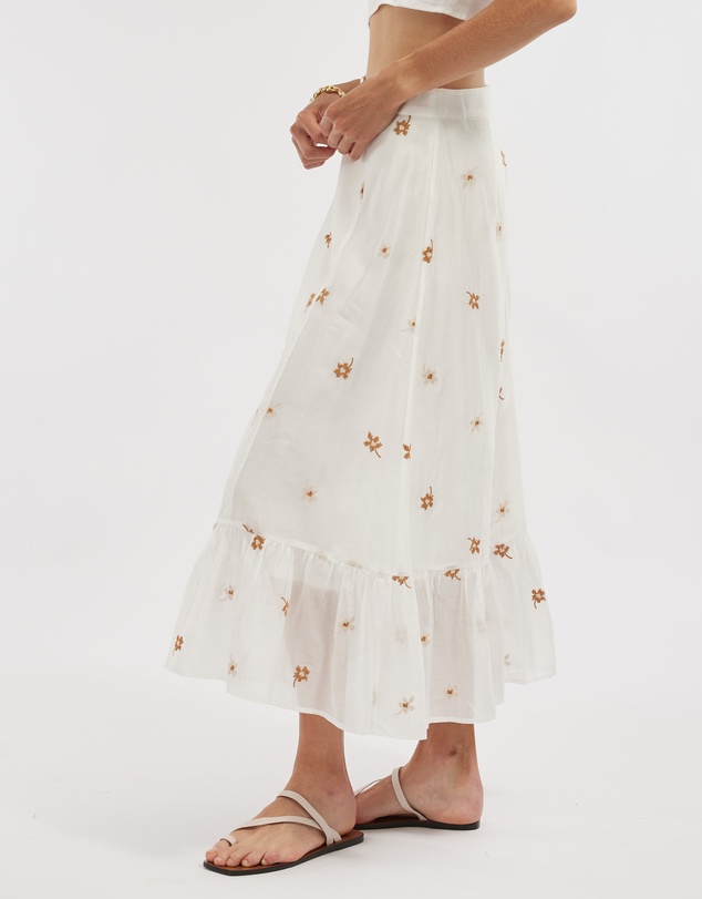 Amelius - Monique Cross Stitch Midi Skirt