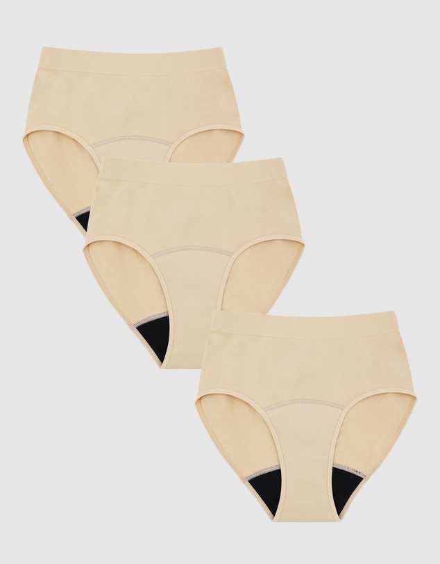 Love Luna - 3 Pack Women's Side Seamfree Period Full Brief