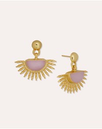 Ottoman Hands - Sunrise Rose Quartz Drop Stud Earrings