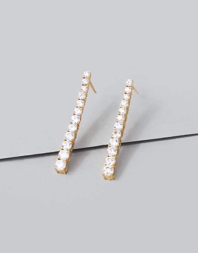 Wanderlust + Co - Pave 14K Gold Vermeil Tennis Earrings