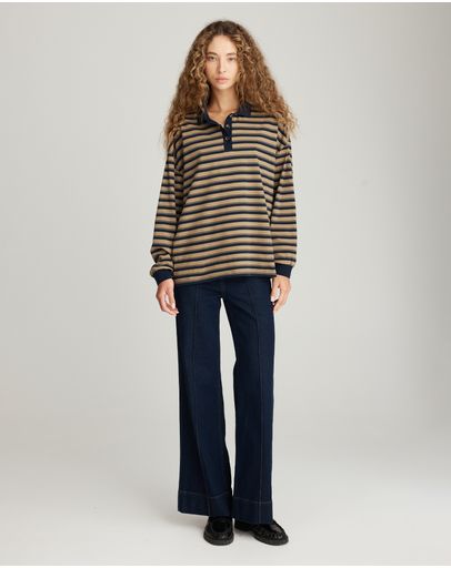 Taupe/Navy Stripe