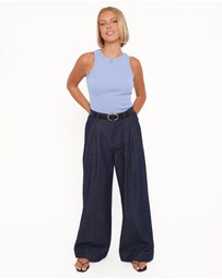 Petal & Pup - Elinor Cuffed Denim Pant - Dark Wash