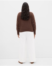 City Chic - Plus size Pearl Gate Jumper - chocolate