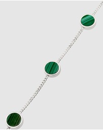 Kuzzoi - ICONIC EXCLUSIVE - Bracelet Male Circle Green Malachite 925 Sterling Silver