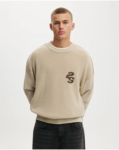 Cotton On - Washed Graphic Crew Knit