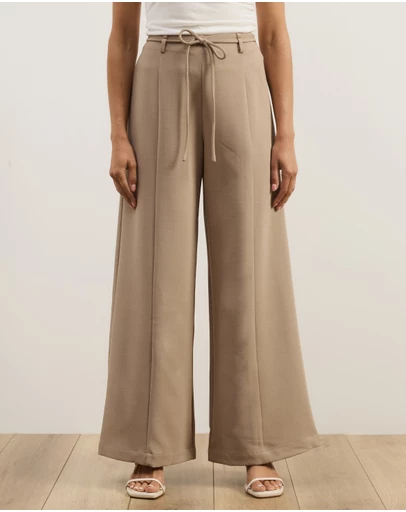 Atmos&Here - Kyra Tie Belt Tailored Pants