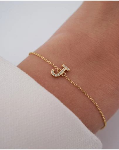 The Silver Collective - A-Z Letter Bracelet Gold - J