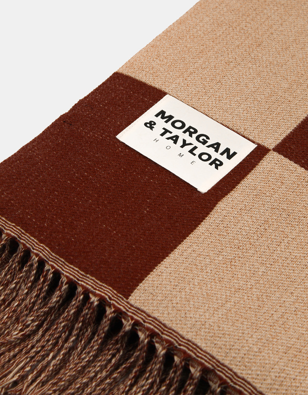 Morgan & Taylor - Checkmate Soft Touch Throw Blanket in Brown and Beige Check