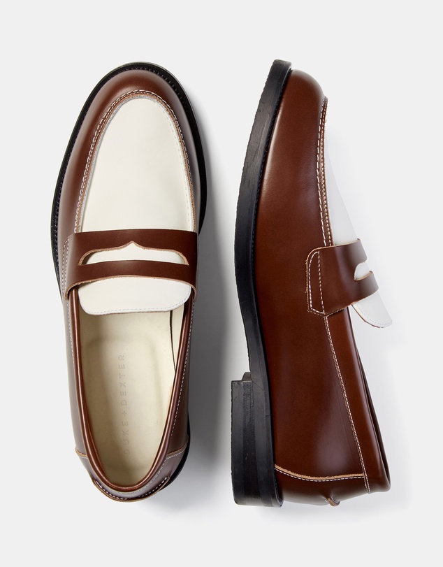 Duke + Dexter - Wilde Chestnut + White Penny Loafer - Men's