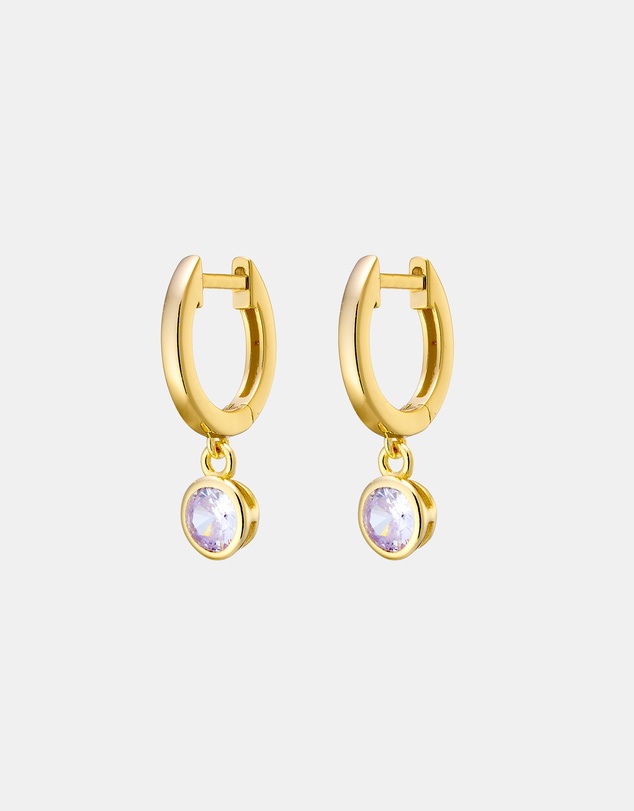 Zoe Olivia - 14K Gold Vermeil Prism Champagne Cubic Zirconia Drop Huggies