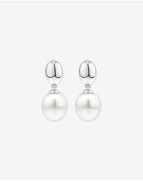 Michael Hill - Oval Cultured Freshwater Pearl Dome Drop Stud Earrings and Pendant Necklace Set in Sterling Silver