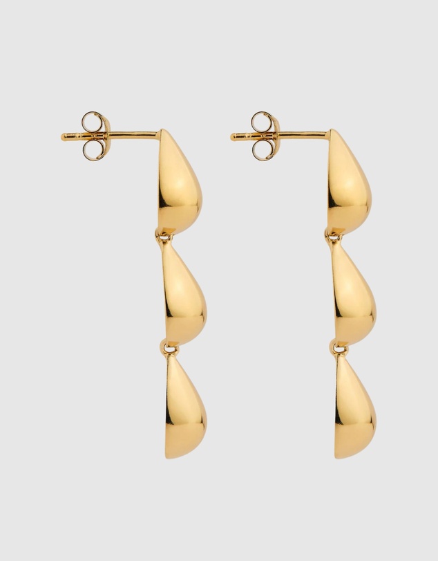 Najo - Liora Triple Drop Yellow Gold Stud Earring