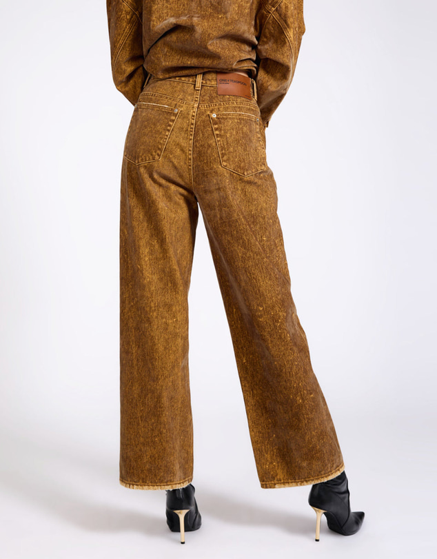 ONE TEASPOON - Baxters Mid Waist Wide Leg Denim Jeans - Burnt Tobacco