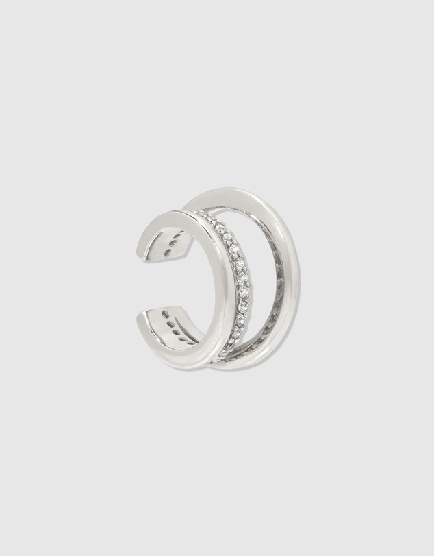 Wanderlust + Co - Double Pave Silver 9mm Ear Cuff