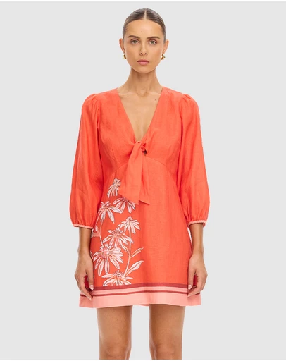 KIVARI - Ruby Tie Front Mini Dress