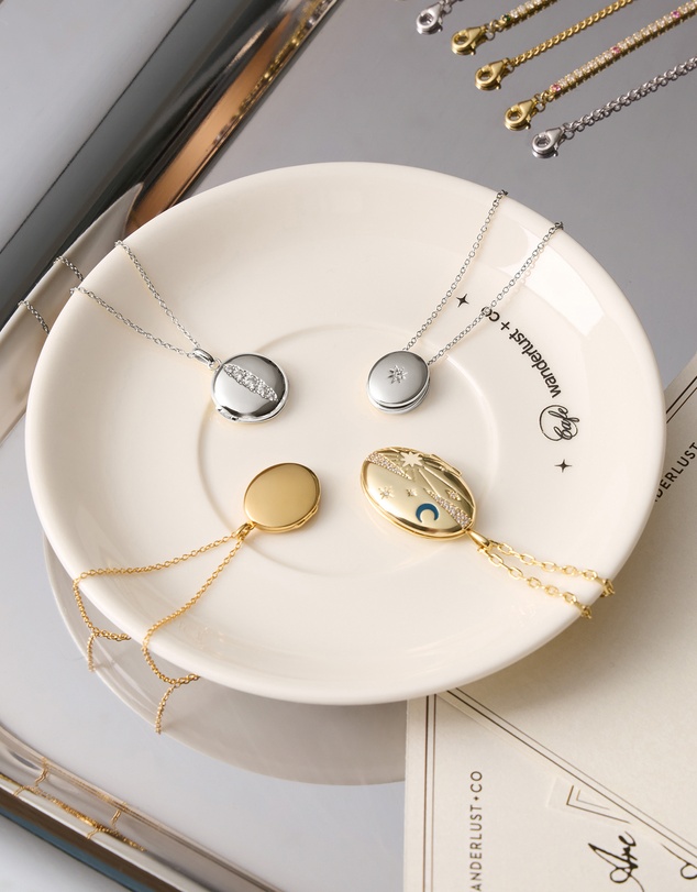 Wanderlust + Co - Falling Star Heirloom Locket Necklace