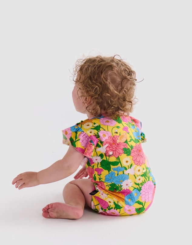 Kip&Co - Follow The Sun Yellow Organic SS Frill Romper - Babies
