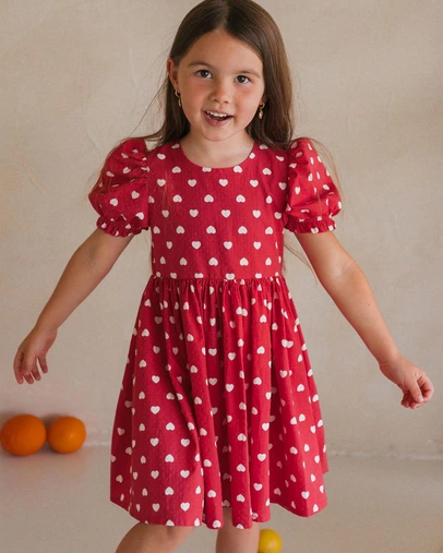 Huxbaby - I Heart You Puff Sleeve Dress - ICONIC EXCLUSIVE - Babies-Kids