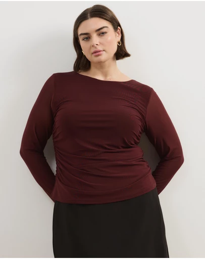 Atmos&Here Curvy - Cleo Mesh Long Sleeve Top