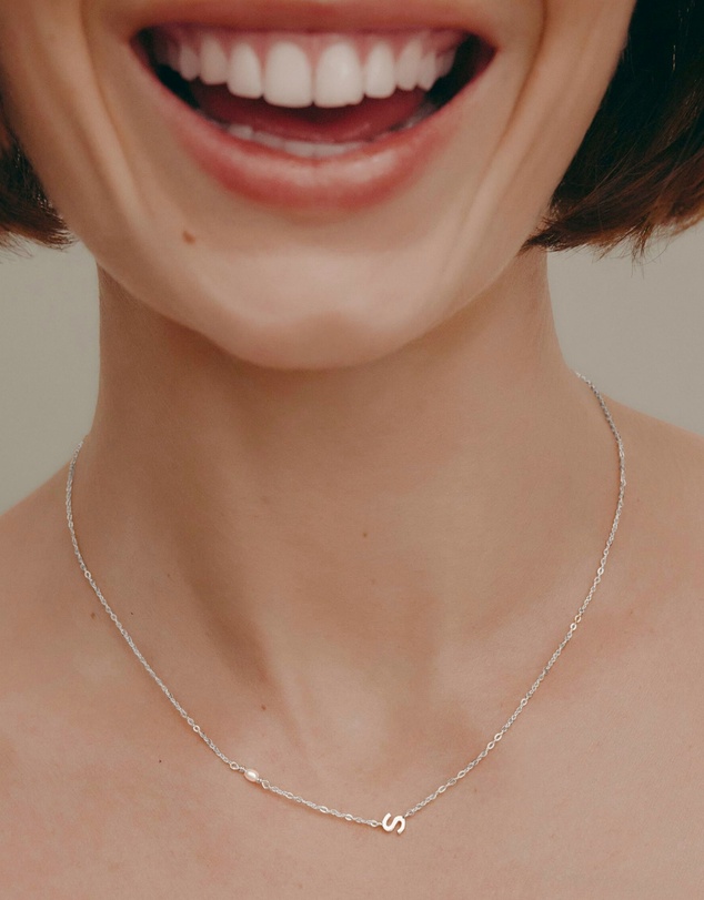SAINT VALENTINE - Pearl Letter Necklace - Silver