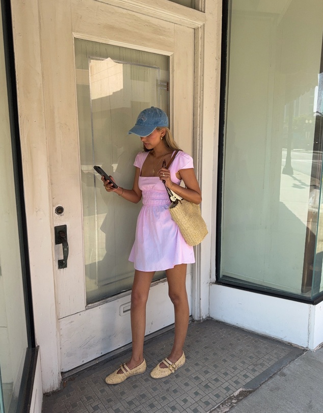 Beginning Boutique - Clairo Light Pink Stripe Cap Sleeve Mini Dress