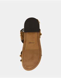 Steve Madden - Linear Taupe Suede Sandals