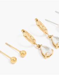 Lovisa - Waterproof Gold Plated Stainless Steel Cubic Zirconia & Pearl Ear Stacking Pack