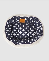 Mog & Bone - 4 Seasons Reversible Circular Dog Bed - Navy Cross Print