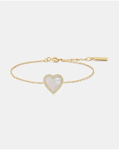 Ania Haie - Ania Haie Gold Mother of Pearl Halo Heart Bracelet